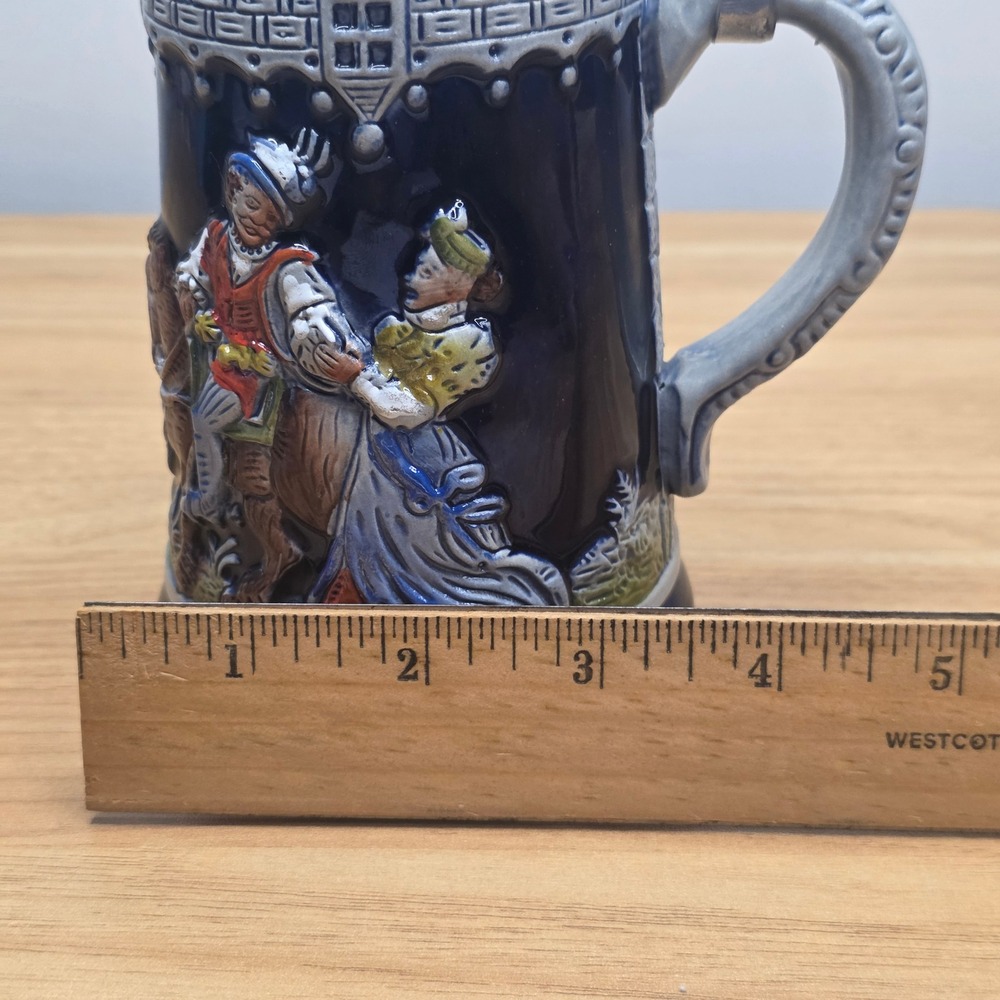 Vintage 60's King West Germany Lidded Beer Stein Hand Painted Ceramic Pewter Lid - Picture 15 of 15